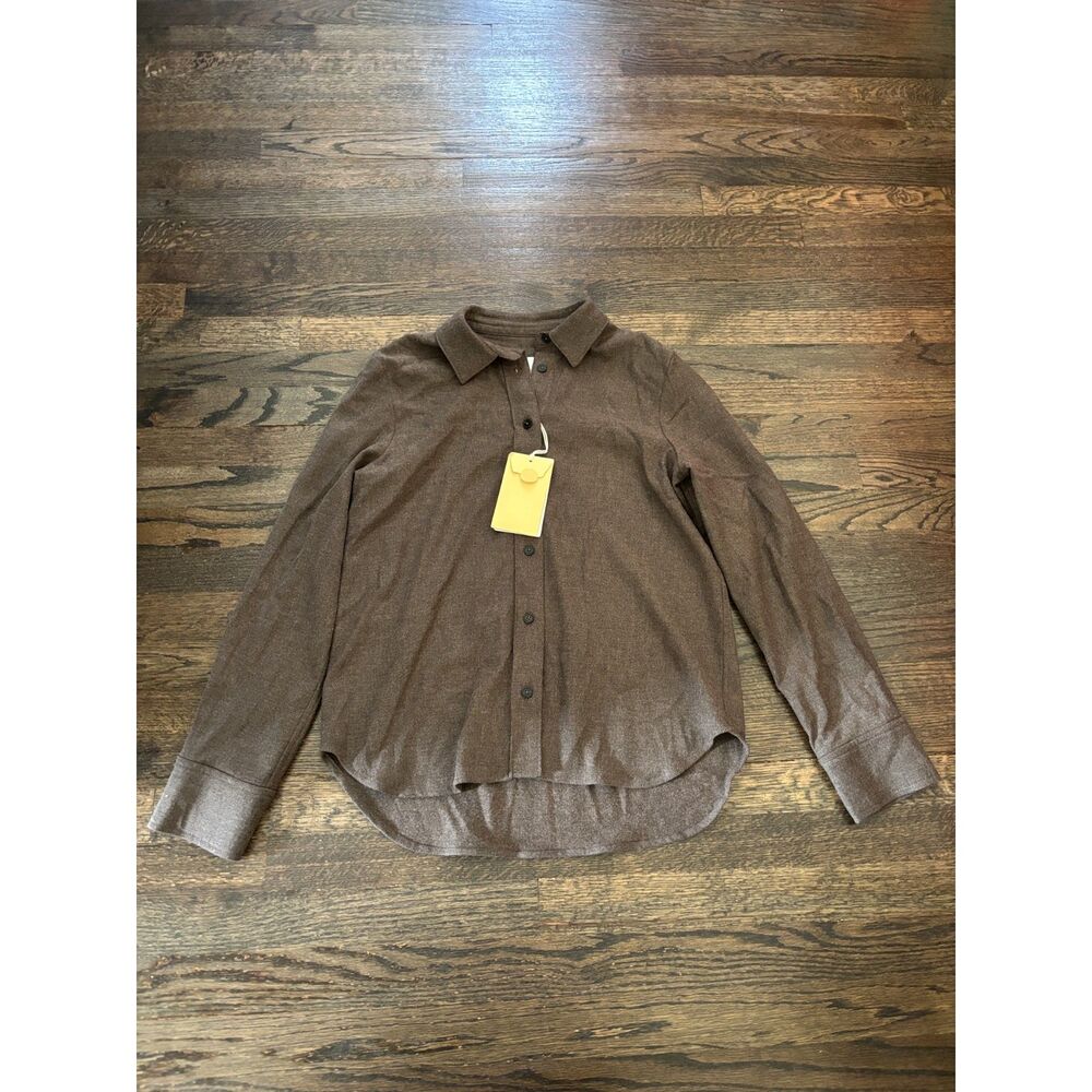 CLOSED Classic Shirt Womens Size Small Bark Brown Wool Blend Button Up NEW